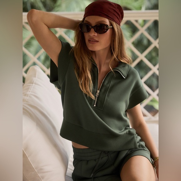 Varley Kelly Half Zip Doublesoft Sweat 2.0 in Cilantro - Picture 11 of 13